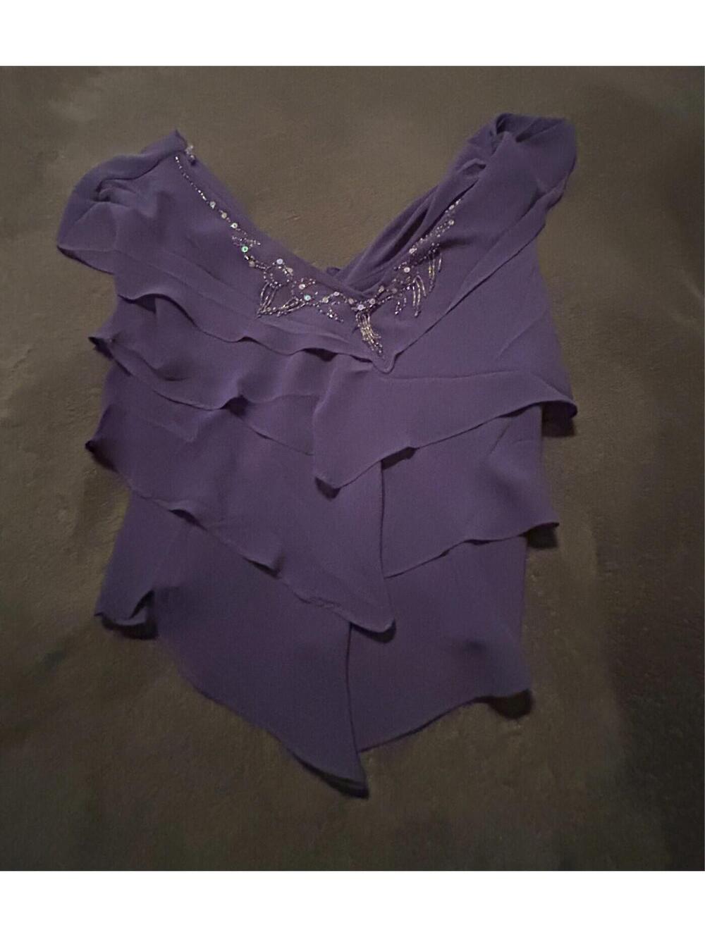 KM Collections by Milla Bell Purple Tiered Shirt with a Beaded Neckline